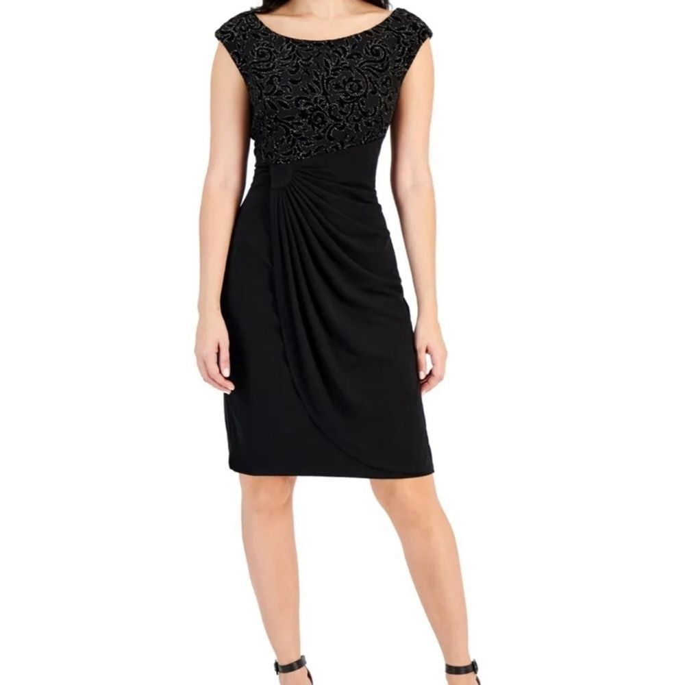 NWT N.W.D. Embellished Draped Front Sheath Sleeveless Cocktail Dress